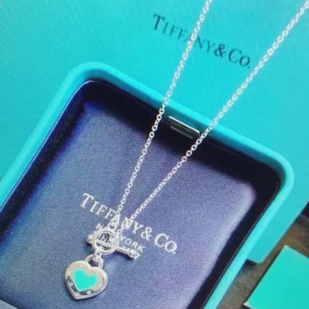 Tiffany & Co Silver Heart Necklace with Turquoise Accent